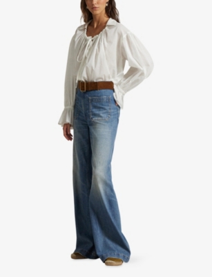 Polo Ralph Lauren Womens Arlit Wash Faded-wash Flared High-rise Denim Jeans