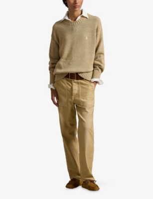 POLO RALPH LAUREN: Brand-Embroidered Knitted Cotton Jumper