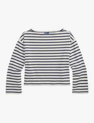Womens Polo Ralph Lauren Striped Relaxed-Fit Cotton-Jersey Top