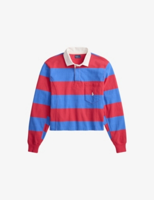 Womens Polo Ralph Lauren Striped Relaxed-Fit Cotton-Jersey Rugby Shirt