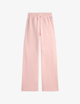 Womens Polo Ralph Lauren Logo-Embroidered Wide-Leg Mid-Rise Cotton-Blend Jogging Bottoms