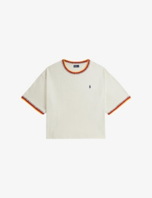 POLO RALPH LAUREN: Boxy Crochet-Trim Cotton T-Shirt