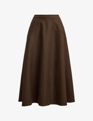 Womens Polo Ralph Lauren Panelled High-Waist Hemp Midi Skirt
