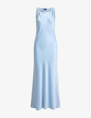 Womens Polo Ralph Lauren Twisted-Strap Sleeveless Satin Maxi Dress