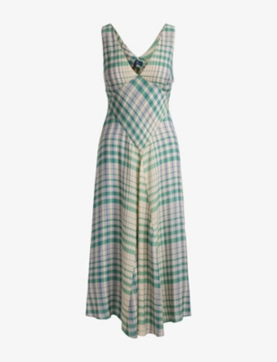 Womens Polo Ralph Lauren Checked Panelled Woven Midi Dress