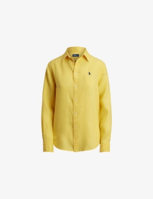 Womens Polo Ralph Lauren Logo-Embroidered Classic-Fit Linen Shirt