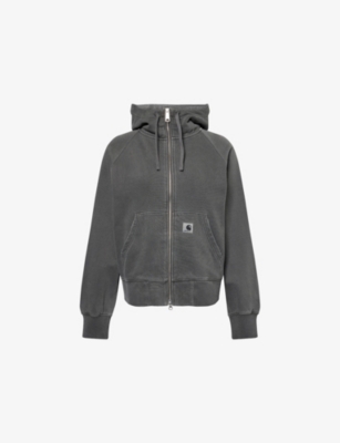 Carhartt Omens Black Torion Logo-embroidered Cotton Hoody In Gray