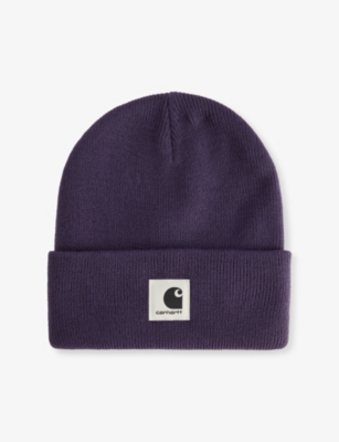 Carhartt Omens  Wip Ashley Brand-patch Knitted Bean In Purple
