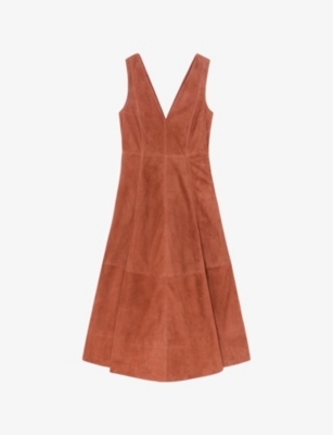 Womens Reiss x Atelier Nola V-Neck Suede Midi Dress