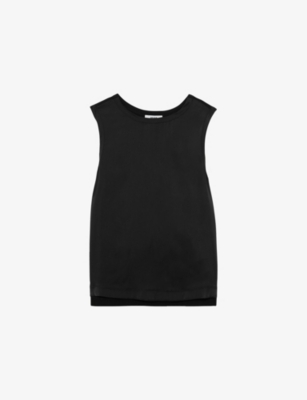 Reiss Womens Black Rian Silk-front Woven Vest Xs