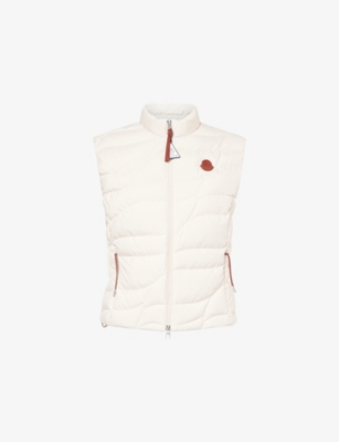 Moncler Womens Light Beige Brand-badge High-neck Shell-down Gilet In Sand