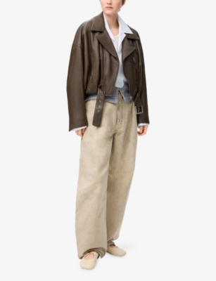 Loewe Nappa Lambskin Biker Jacket In Brown