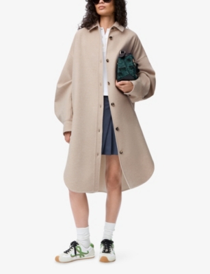 Loewe Wool-cashmere Collared Coat In Brown