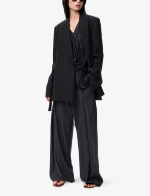 Loewe Wool Draped Blazer In Black