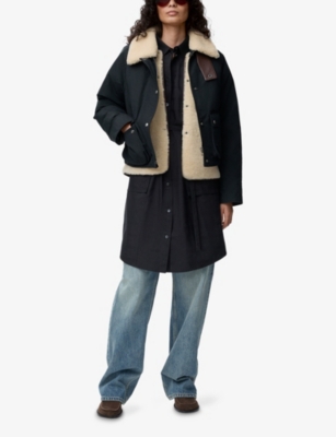 Loewe Puffer Jacket With Removable Lamb Shearling Vest In Black