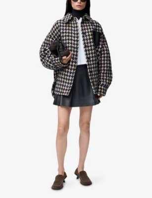LOEWE: Dogtooth Pattern Patch-Pocket Wool-Alpaca Blend Overshirt
