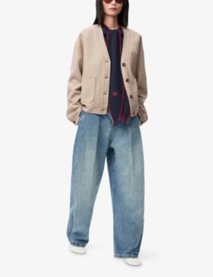 LOEWE: V-Neck Patch-Pocket  Wool-Cashmere Blend Cardigan