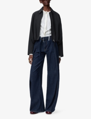 Loewe Gathered Cotton And Silk-blend Twill Jacket In Black