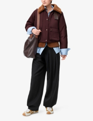 LOEWE: Pleated Adjustable-Belt Wool Trousers