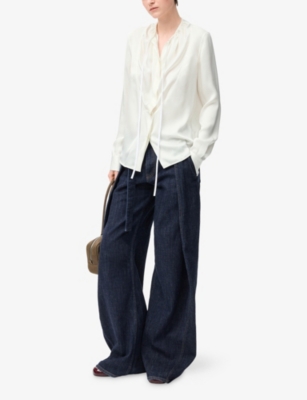 Loewe Silk Satin Blouse Shirts White In White