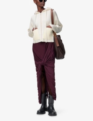 Loewe Wool Leather-pocket Hoodie In White