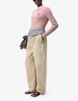 LOEWE: Logo-Embroidered Long-Sleeve Wool Blend Jumper