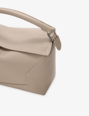 Loewe Medium Leather Puzzle Edge Top-handle Bag In Brown