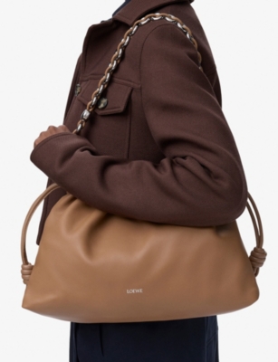 Loewe Womens  Flamenco Large Leather Clutch Bag In Brown