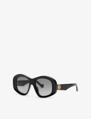 Loewe Womens Black Pentagon Beveled Acetate Sunglasses In Black