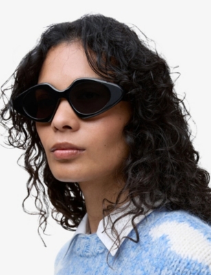 Loewe Womens Black Triangle Slim Acetate Sunglasses In Black