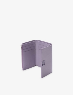 Loewe Womens  Anagram Small Leather Vertical Wallet In Purple