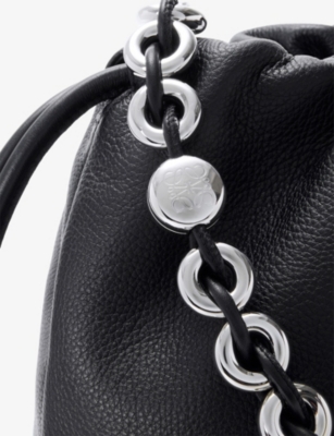 Loewe Large Leather Flamenco Clutch Shoulder Bag In Black