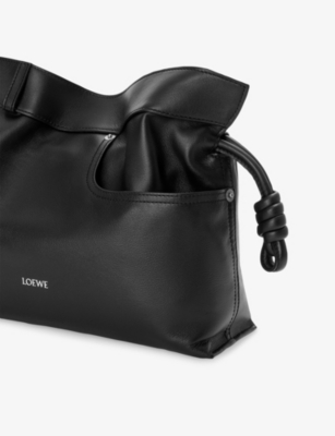 Loewe Womens  Flamenco Panta Medium Leather Clutch Bag In Black