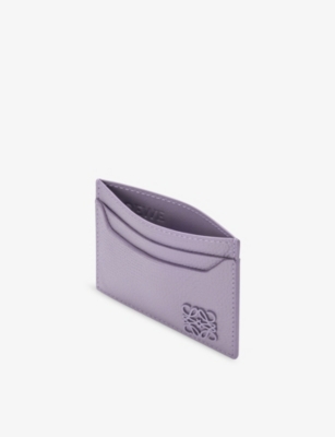Loewe Womens  Anagram Leather Card Holder In Purple