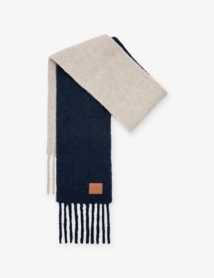 LOEWE: Colour-Block Branded Wool-Blend Scarf