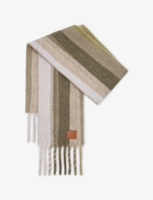 LOEWE: Striped Branded Wool-Blend Scarf