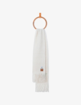 LOEWE: Futurist Cat Branded Wool-Blend Scarf