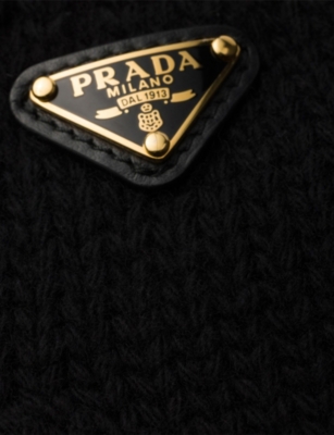 Prada Womens  Brand-plaque Wool Gloves In Black
