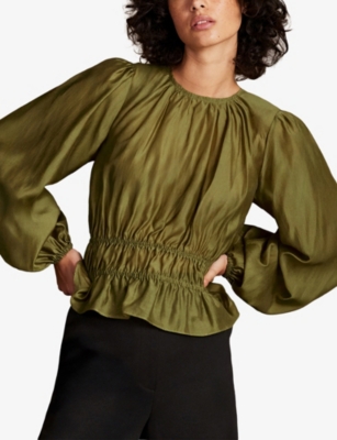 RO&ZO: Peplum Long-Sleeve Woven Blouse