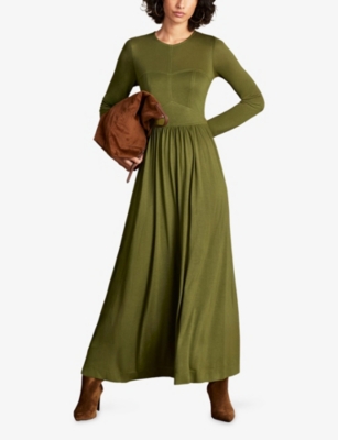 RO&ZO: Seamed-Bodice Long-Sleeve Jersey Maxi Dress