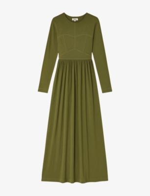 RO&ZO: Seamed-Bodice Long-Sleeve Jersey Maxi Dress