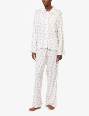 Djerf Avenue Womens  Go Slow Summer-berries-print Stretch-woven Pyjama Shirt In Multi
