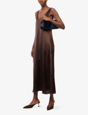 DJERF AVENUE: Satin Scoop-Neck Woven Midi Dress