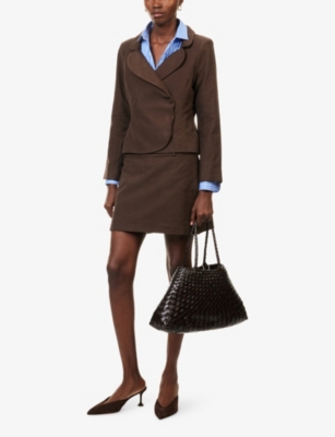 Djerf Avenue Womens  Moleskin Double-breasted Cotton Blazer In Multi