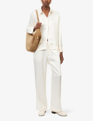 Djerf Avenue Womens  Satin Relaxed-fit Woven Shirt In White