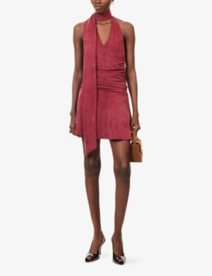 DJERF AVENUE: Celebration Halterneck Stretch-Woven Mini Dress