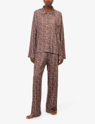 DJERF AVENUE: Go Slow Holiday-Hearts-Print Stretch-Woven Pyjama Bottoms
