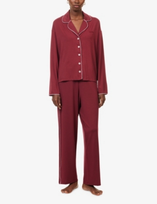 Djerf Avenue Womens  Go Slow Long-sleeves Stretch-woven Pyjama Shirt In Red