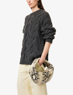 Khaite Medium Olivia Python Print Leather Hobo Bag In Multi