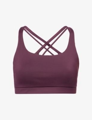 Lululemon Womens Black Plum Energy Evolve Padded-cups Sports Bra Xl In Purple